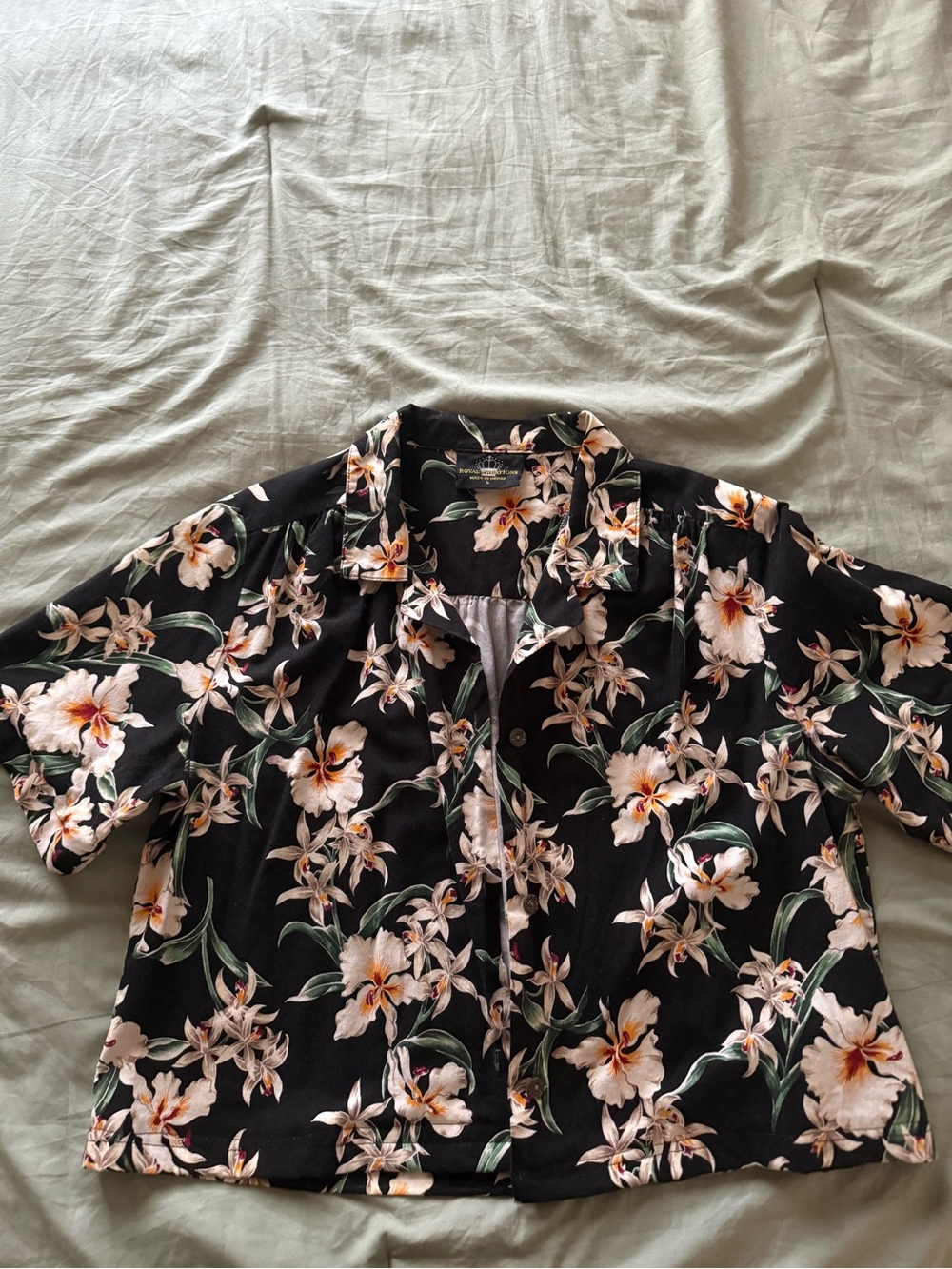Black Floral Button-Front Women's Top